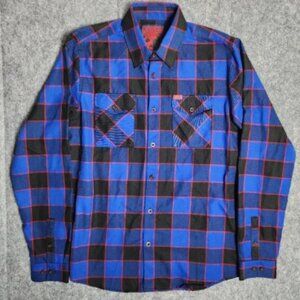 Dixxon Mens Voorhees Flannel Shirt LT Large Tall Blue Red Plaid Friday the 13th